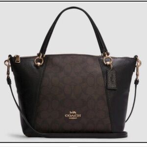 Coach Brown & Black Signature Tote with Gold Hardware